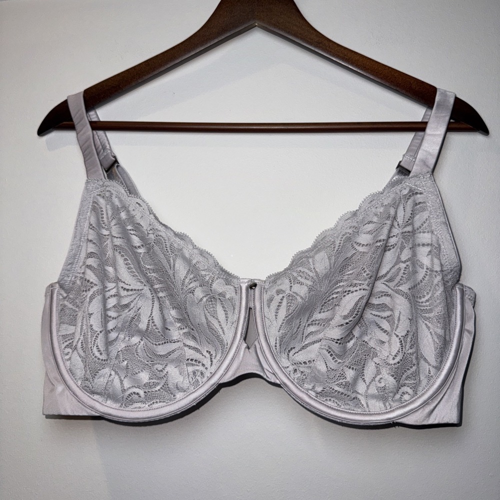 Bare Necessities Bra 40DD Marilyn Unlined Lace A10086 UW Violet EUC FLORAL 4 HK
